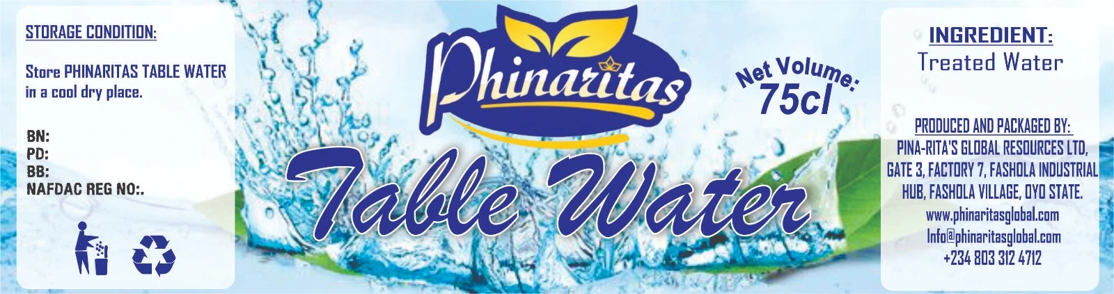 Phinaritas Table Water